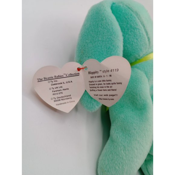 1996 Hippity the Rabbit, good condition, pvc Pellets, light green, - Picture 6 of 9